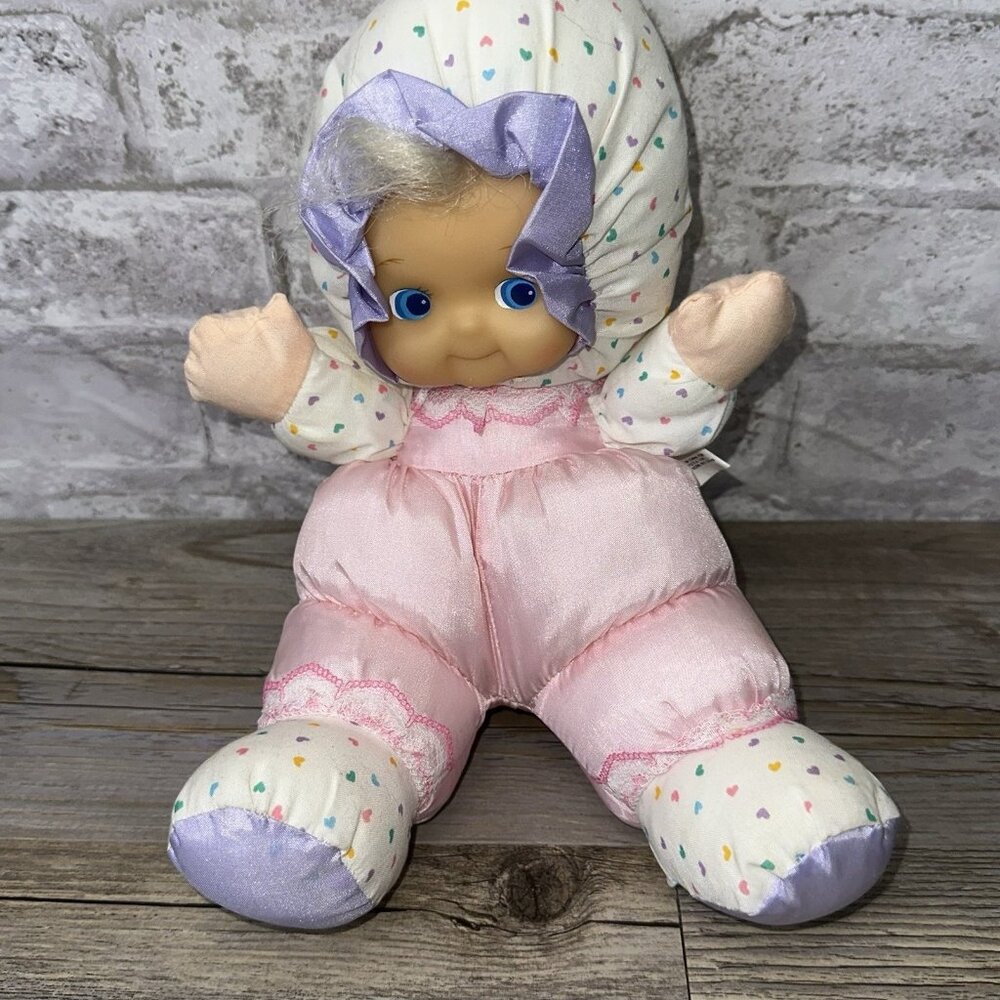 Vintage Tony Inc Blond Baby Doll Rubber Face Nylon Parachute Body Pastel # 3477
